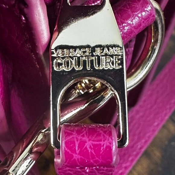Versace Jeans Couture Pink Pebbled Gold Accent Crossbody Bag Purse Shoulder Hand - Picture 10 of 16